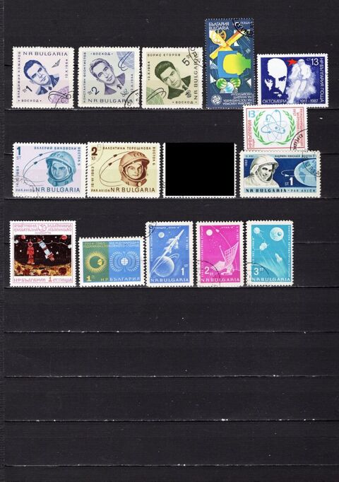 lot de 28 timbres sur l'ESPACE de BULGARIE et TCHECOSLOVAQUI 2 Les Églisottes-et-Chalaures (33)
