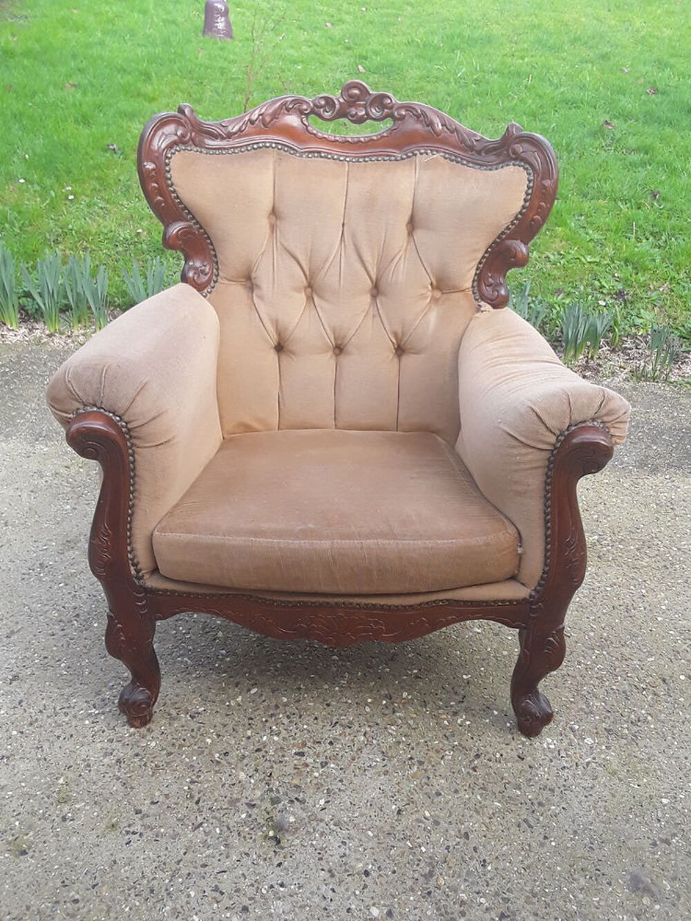 Fauteuil Louis XV style baroque &agrave; retaper Meubles