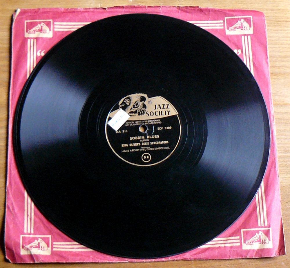 78T KING OLIVER'S DIXIE SYNCOPATORS : Sobin Blus - Jazz Soci CD et vinyles