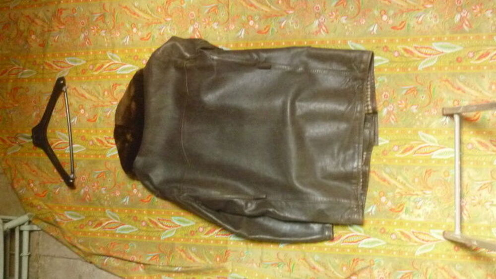 Blouson cuir noir - moto/aviateur + canadienne cuir 1960. Vêtements