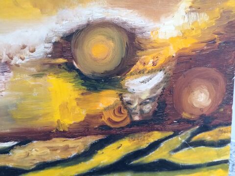Peinture  l'huile abstraite  Coucher de soleil  98 Melun (77)