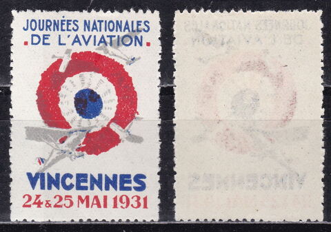 Timbres EUROPE-FRANCE-1931 Journes de l'aviation Vincennes 2 Lyon 5 (69)