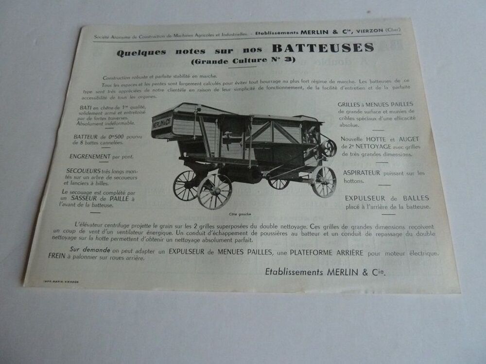 Prospectus Brochure de Batteuse . 