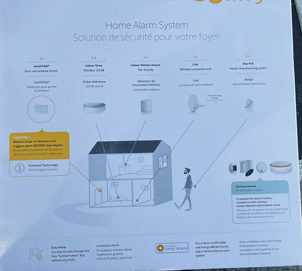 Somfy Home Alarm Starter Pack+3 d&eacute;tecteurs+2 t&eacute;l&eacute;commandes Bricolage
