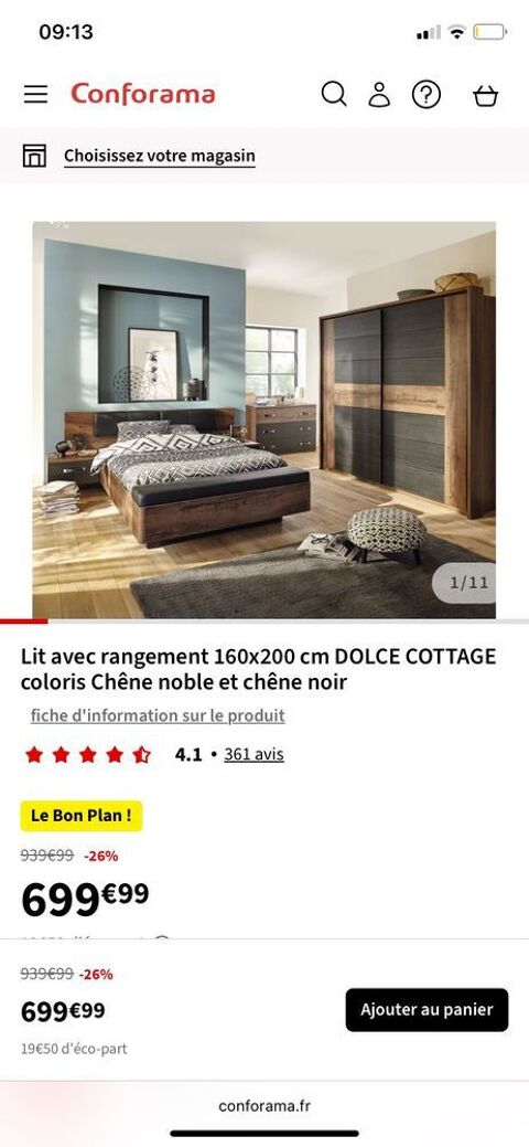 Lit Coffre table de chevet Sommier et Matelas 60 Brive-la-Gaillarde (19)