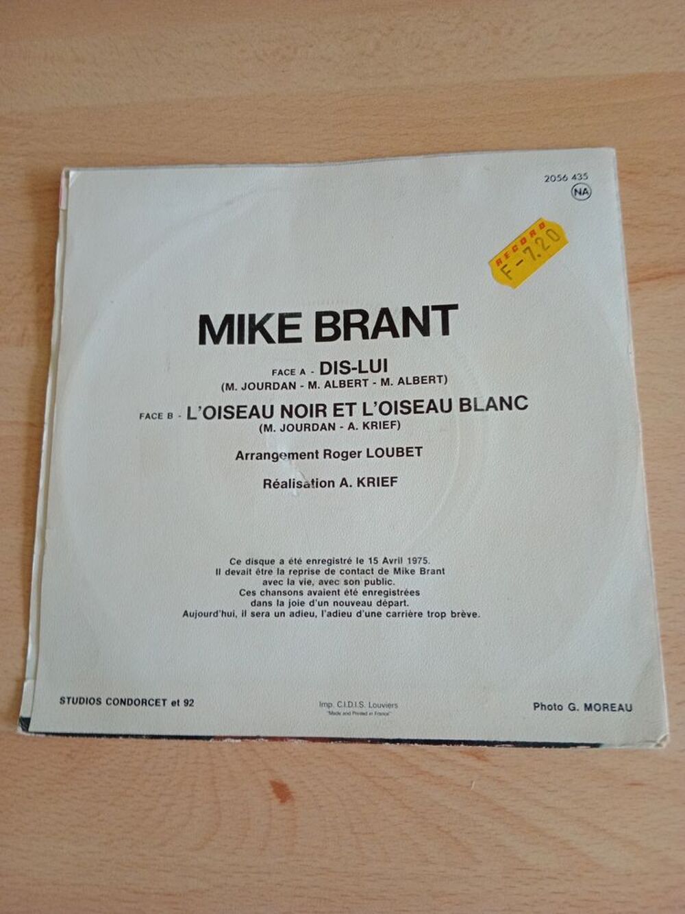 45 tours MIKE BRANDT Dis lui CD et vinyles