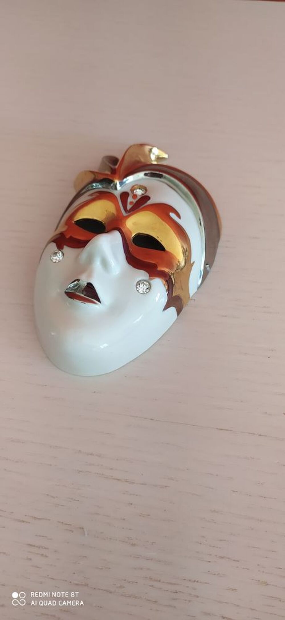 MASQUE VISAGE PORCELAINE GALOS - ART D&Eacute;CO - OR ET PLATINE D�coration