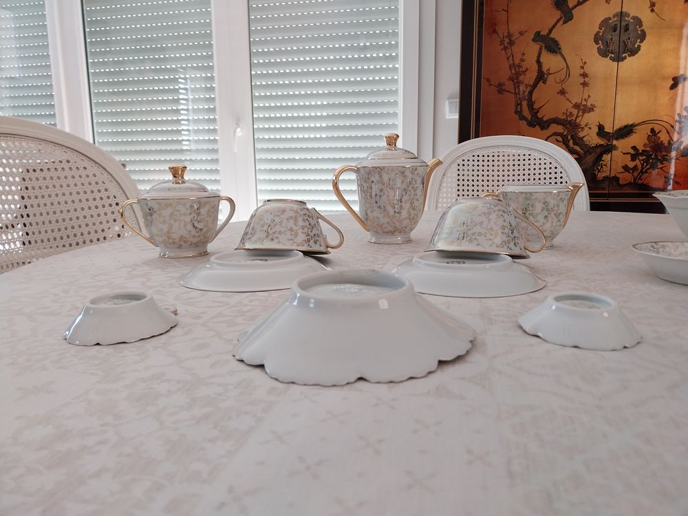 Service &agrave; th&eacute; et &agrave; desserts en porcelaine fine Colombia 1950 Décoration