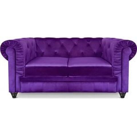 CANAPE CHESTERFIEL 2 PLACES EN VELOURS VIOLET 0 vry (91)
