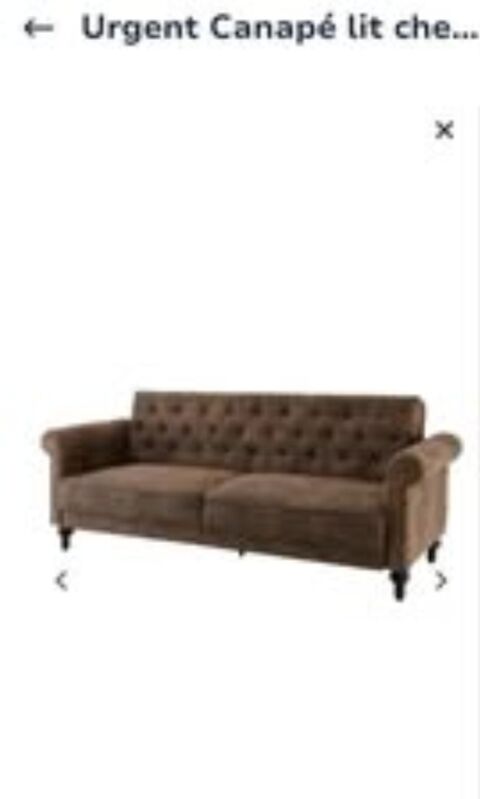 Canap� lit  marron capitonn� genre chesterfield  200 Le Touquet-Paris-Plage (62)
