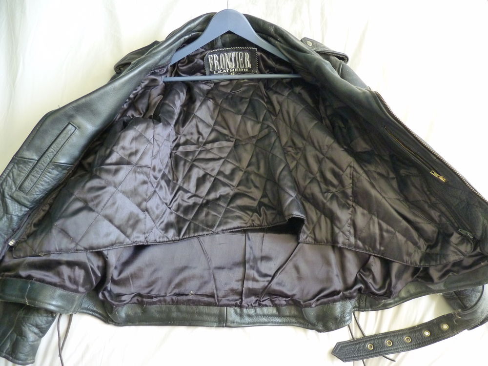 veste cuir veritable homme noir taille 46 TBE style rock USA Vêtements