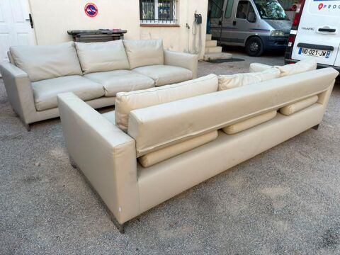 Molteni&C Reversi D260A ? Paire canapés cuir ivoire ? Hannes Grimaud (83)
