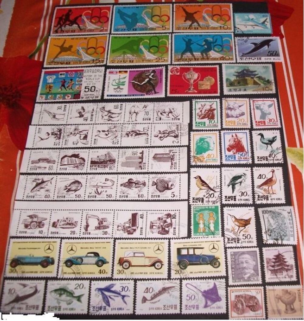 Lot de 245 Timbres diff&eacute;rents et oblit&eacute;r&eacute;s de Cor&eacute;e.
