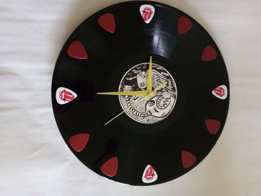 Horloge recycl&eacute;e vinyl Rolling Stones Décoration