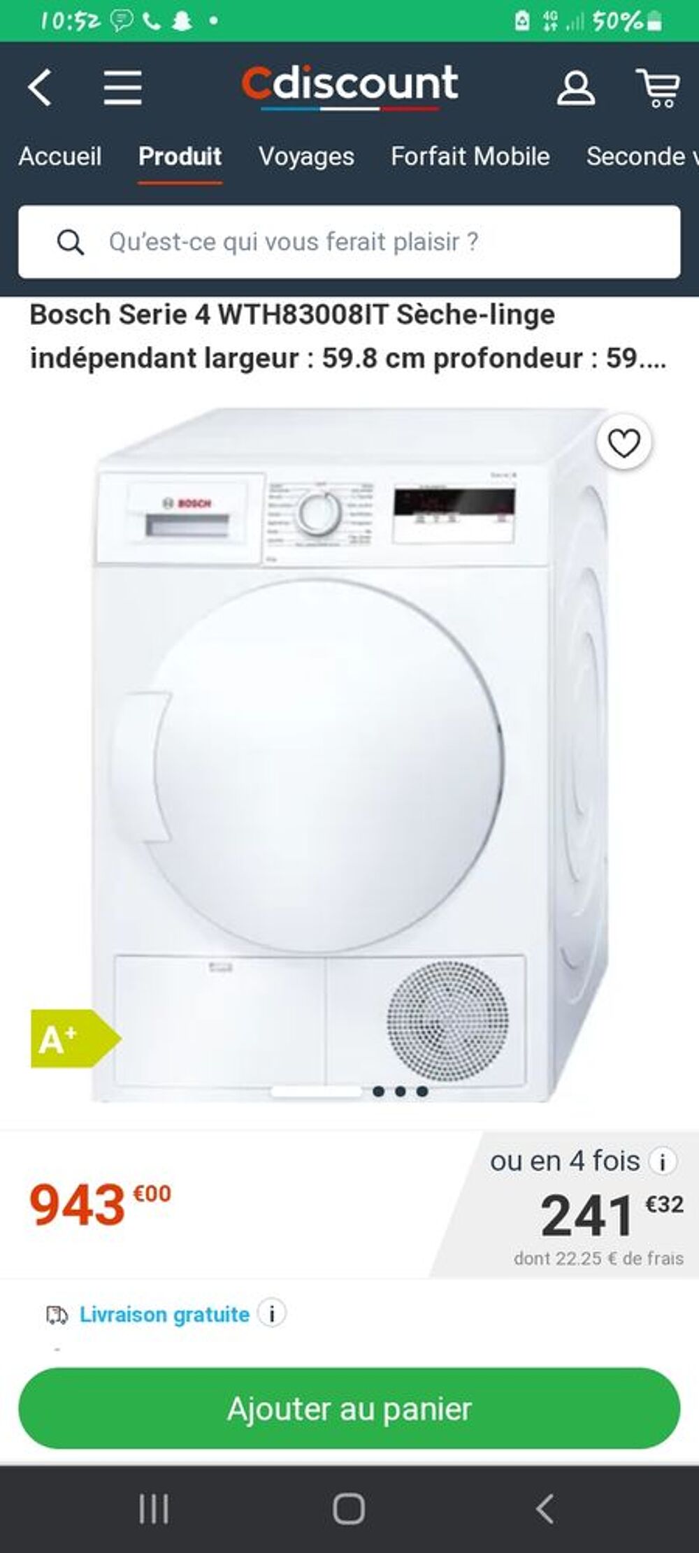 Seche linge bosh serie 4 Electroménager