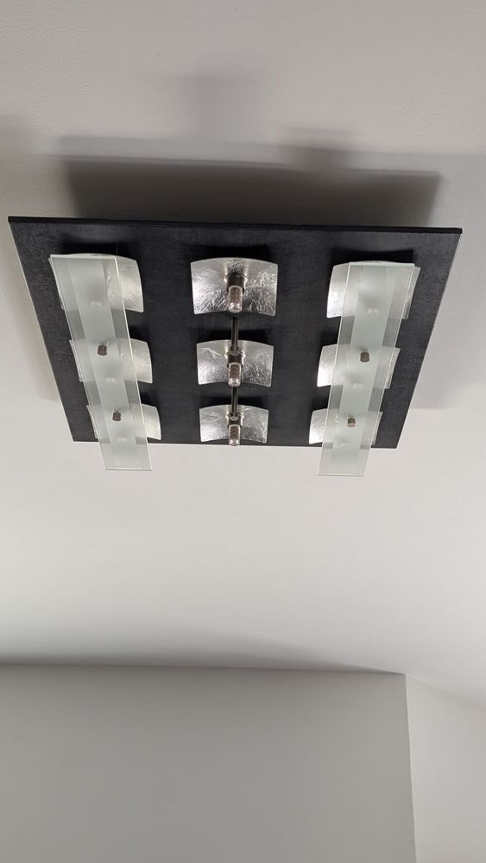 Plafonnier carr&eacute;, support c&eacute;ramique, led 9xG9 Décoration
