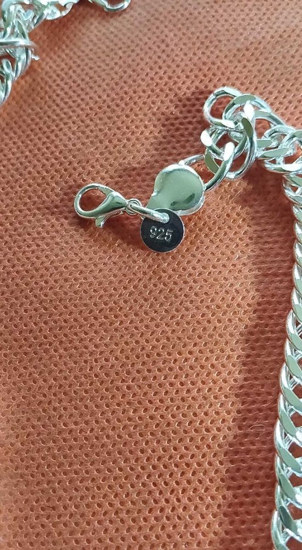 Prestigieux ensemble cha&icirc;ne et bracelet argent 925 grosse maille 60 cm./20cm Bijoux et montres