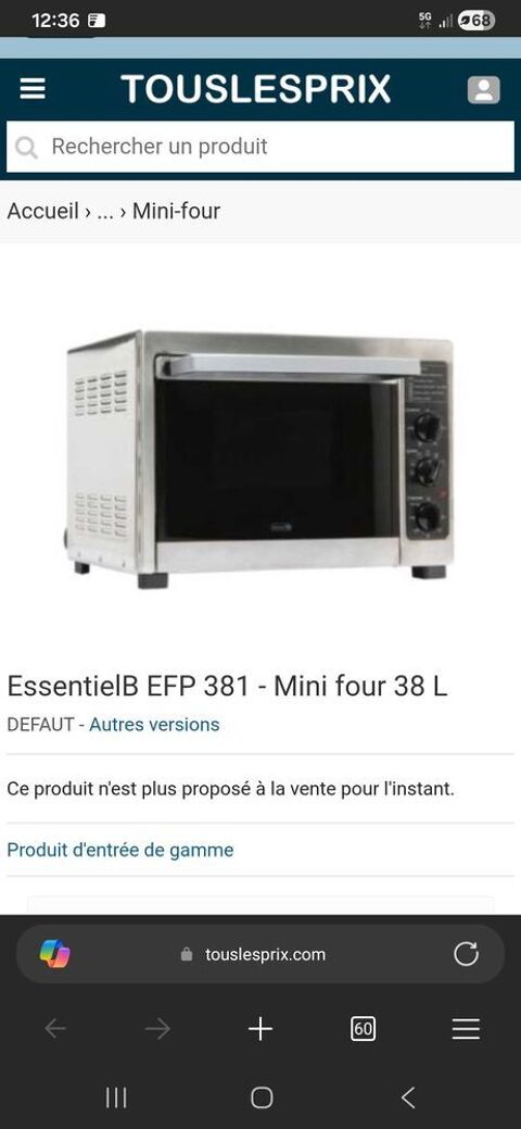 mini four marque boulanger ,modèle EFP 381 50 Berre-l'Étang (13)