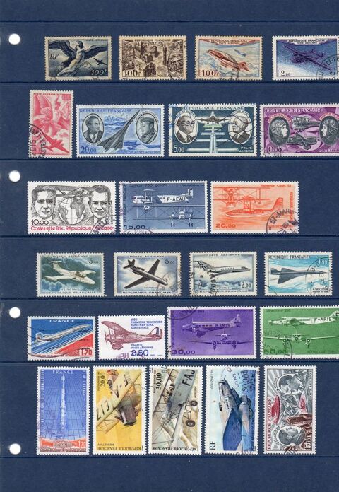LOT DE TIMBRES    POSTE AERIENNE  
OBLITERES 5 Caumont (09)