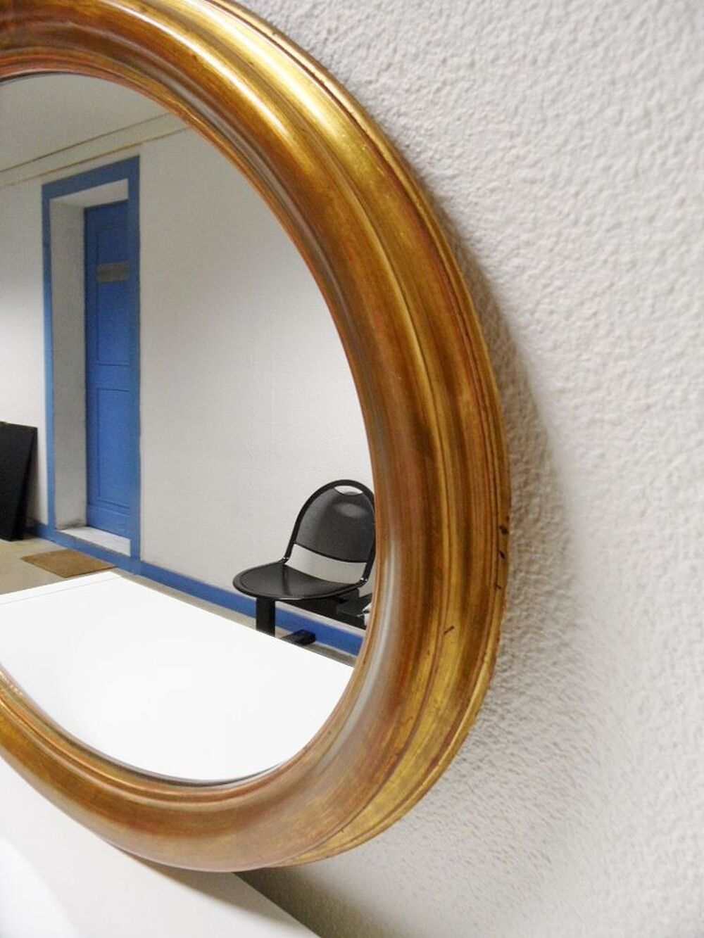 ANCIEN MIROIR BOIS OVALE DESIGN' 1950 OR VIEILLI PATINE tbe Dcoration