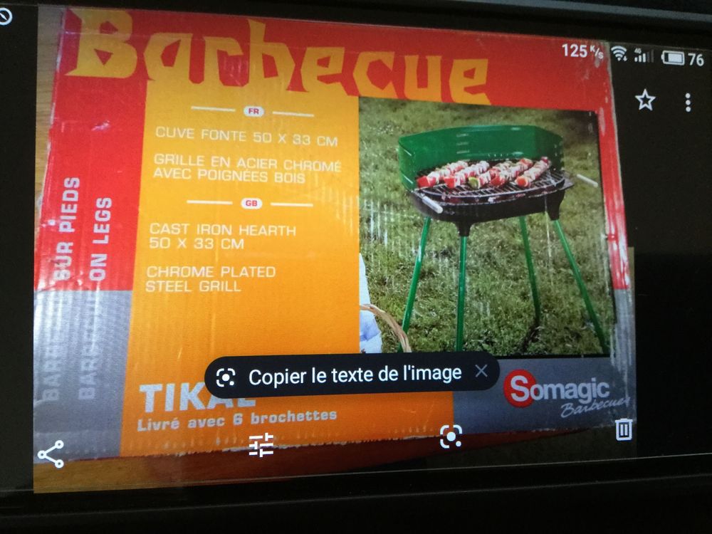 Barbecue fonte 4 pieds neuf 50x33 6 broches. 20 € Jardin