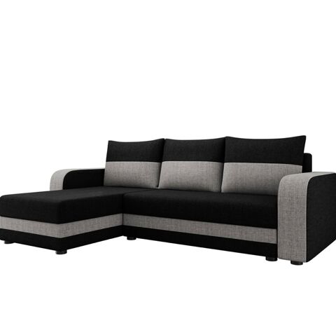 Canapé d?angle tissu noir et gris 200 Saint-Lô (50)
