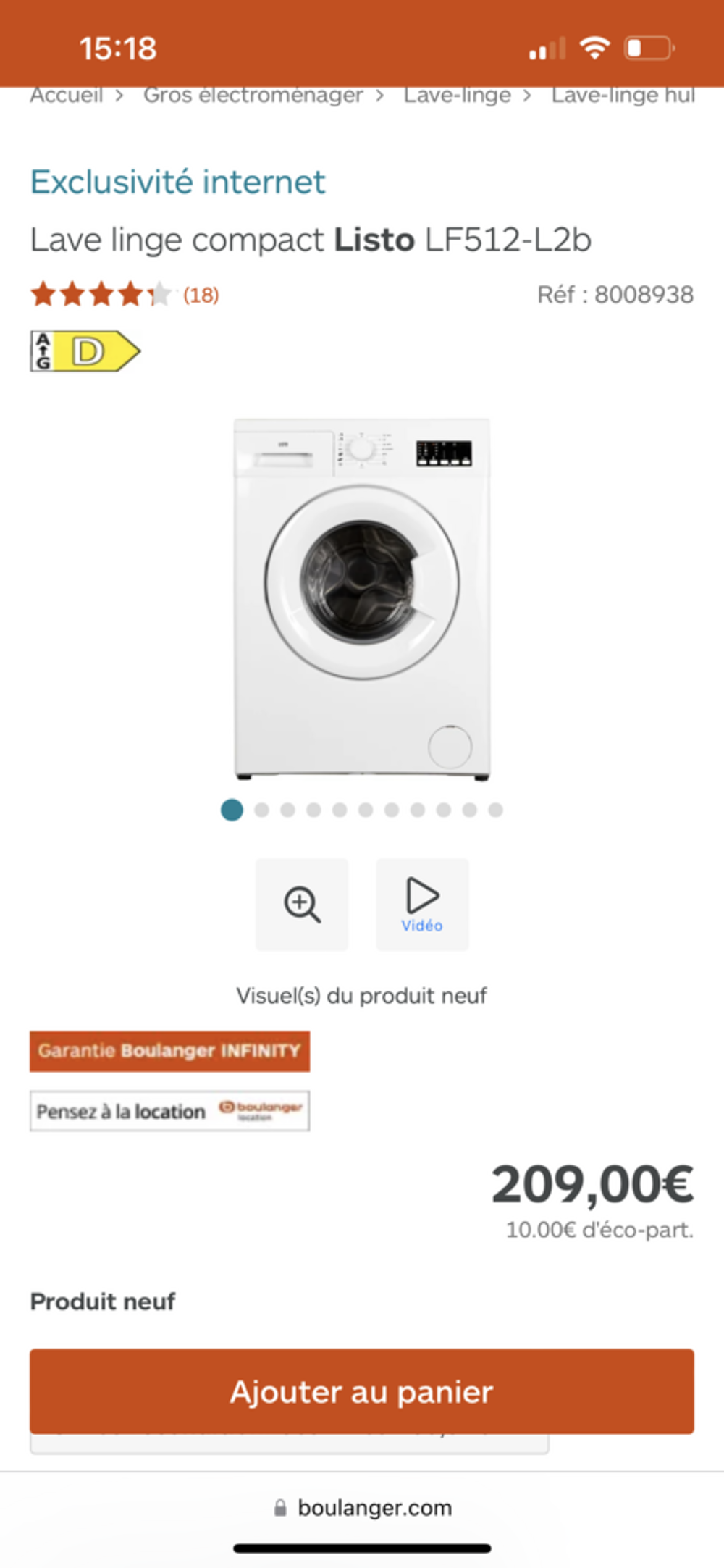 Lave-linge LISTO LF512-L2b Electroménager