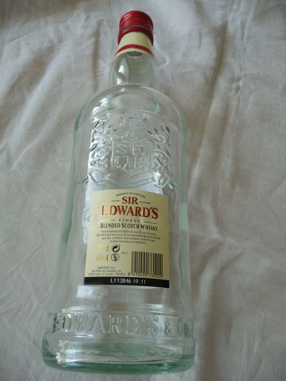 1 BOUT. VIDE DE 2 L "SIR EDWARDS" PRODUCT OF SCOTLAND 1891 