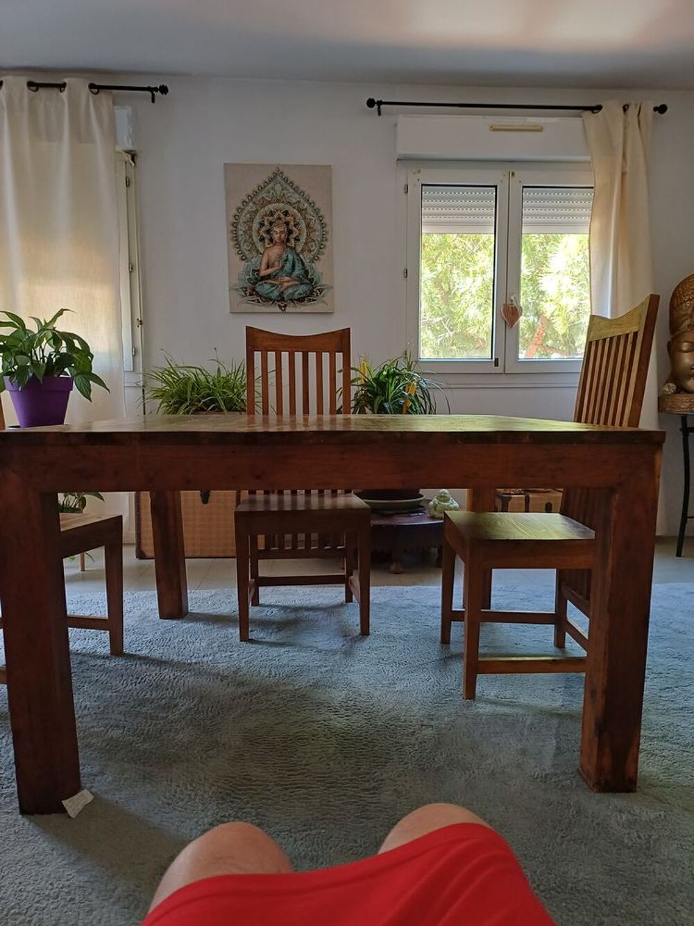 table en bois massif de palissandre , 130 su 130 Décoration