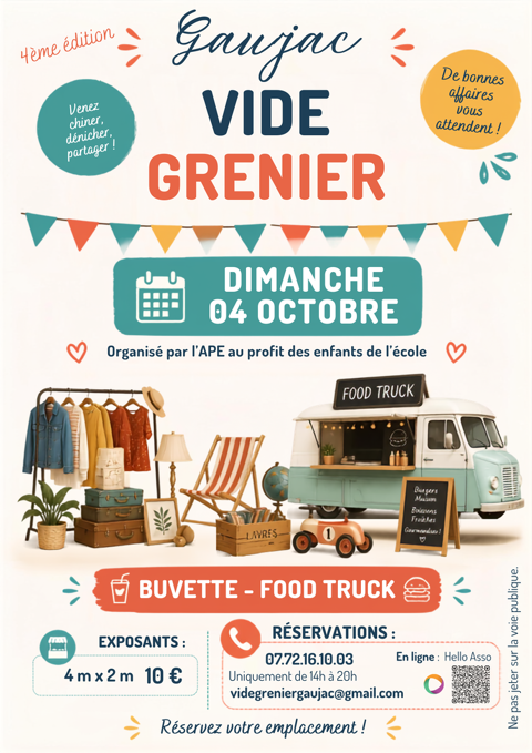 VIDE GRENIER DE L'APE DE GAUJAC Gaujac (30)