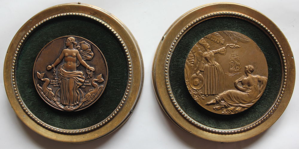 M&eacute;dailles bronze Paquebot Transatlantique French Line 1950 
