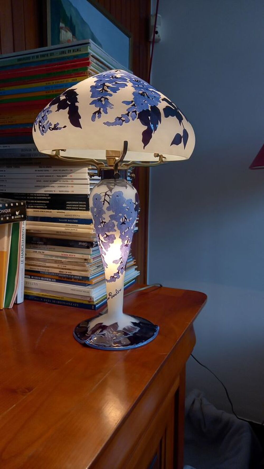 Lampe champignon en p&acirc;te de verre 