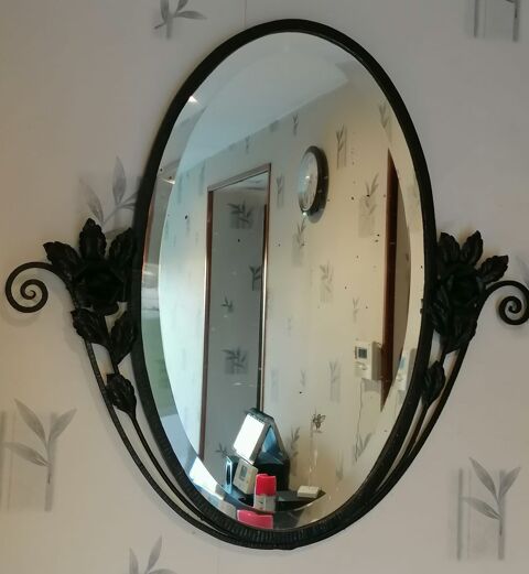 Vintage Miroir ancien en fer forg� Forme ovale 40 Bretteville-sur-Laize (14)