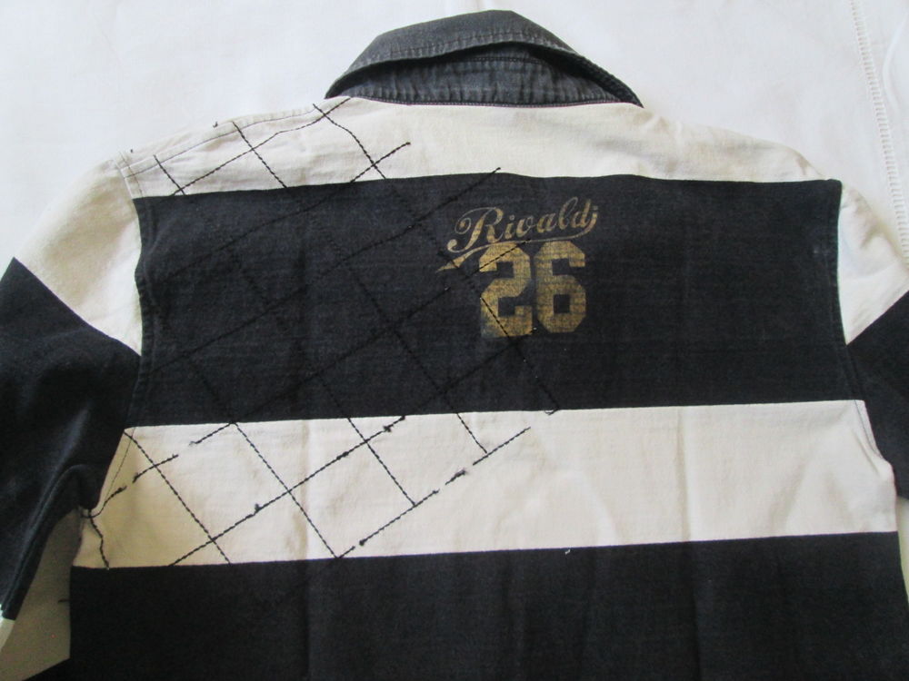 Polo manches longues &agrave; rayures noir et blanc taille S Vêtements