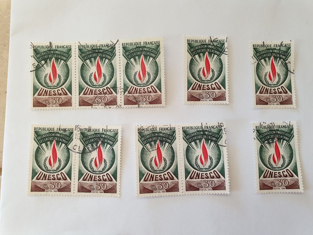 Timbre France Oblit&eacute;r&eacute; 1969-71 unesco d&eacute;claration universell 
