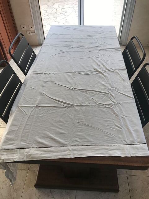 Drap de lit ancien ajouré en coton - Couleur blanc 15 Saleilles (66)