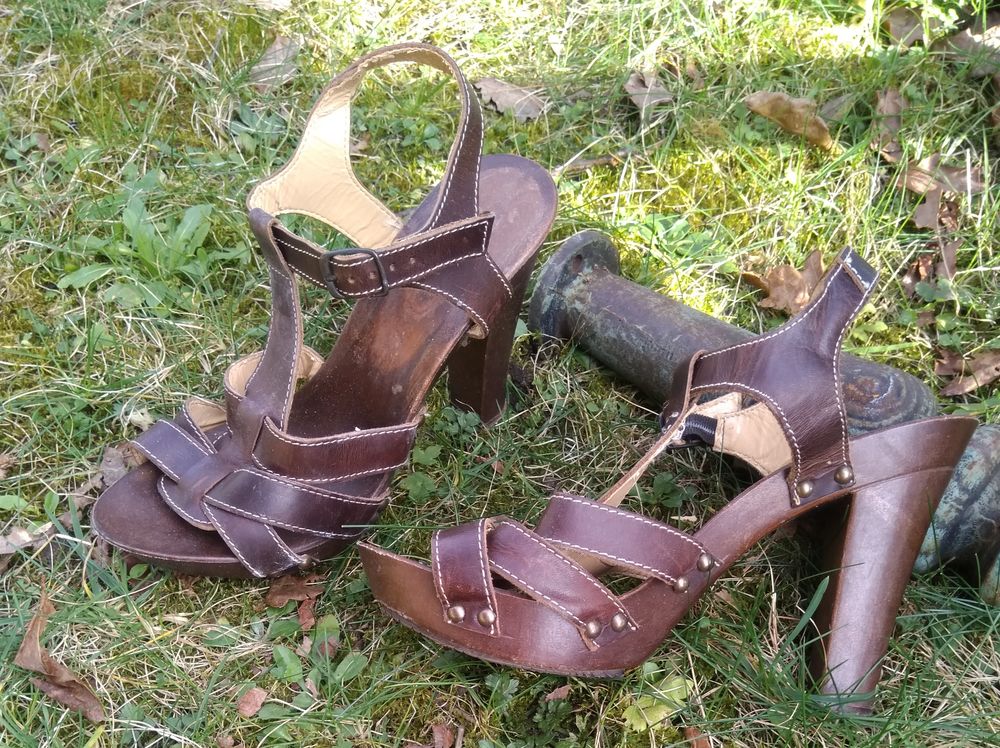 Sandales talon &agrave; brides, plateforme - T 38 Chaussures