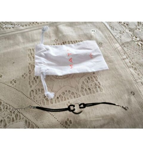 Bracelet cordon noir cercle plat métal 5 Orleans (45)