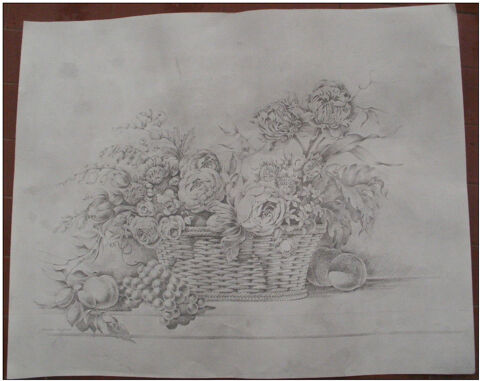 Reproduction dessin de Jacques VILLEMUR, bouquet de fleurs  10 Montauban (82)