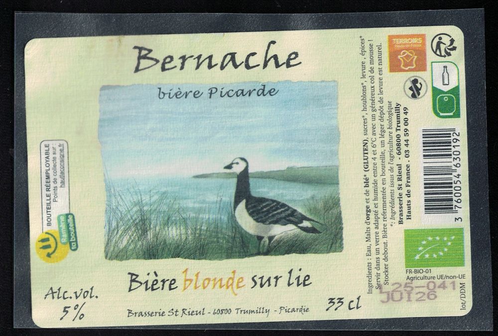 France Etiquette Bi&egrave;re Beer Label Bi&egrave;re Picarde Bernache blo 