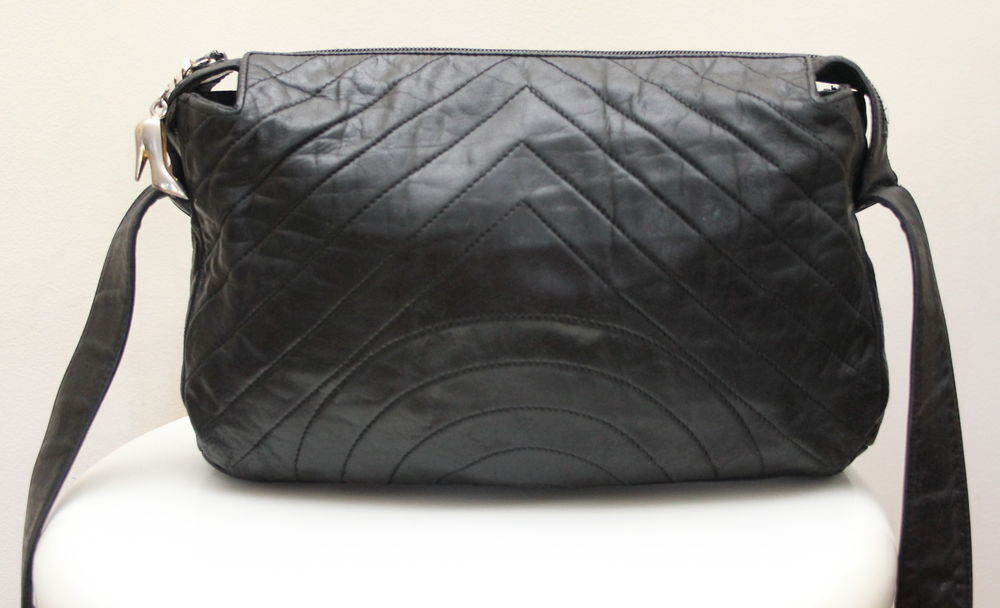 Sac cuir noir surpiqu&eacute; MAUD FRIZON Maroquinerie