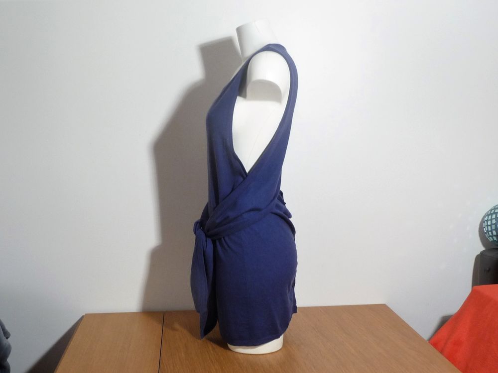 Pull Tunique en Soie et Laine Violet sans manches- Nude Vêtements