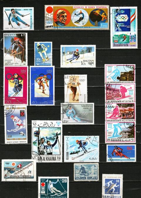 lot de 58 timbres du MONDE sur les SPORTS de GLISSE 3 Les Églisottes-et-Chalaures (33)