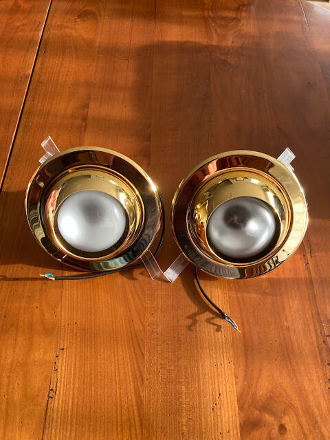 Paire de Spots neufs encastrables ronds inclinables dor�s 20 Pescadoires (46)