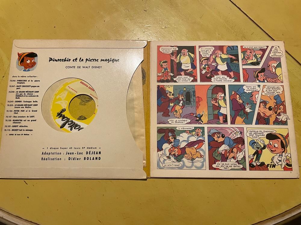 1957 Livre-disque MICKEY PINOCCHIO la pierre magique BARCLAY CD et vinyles