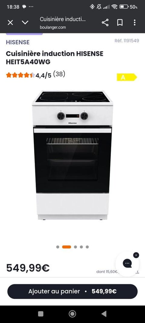 cuisiniere induction 50cm , achet�e en juillet 2025, 350 Juan Les Pins (06)