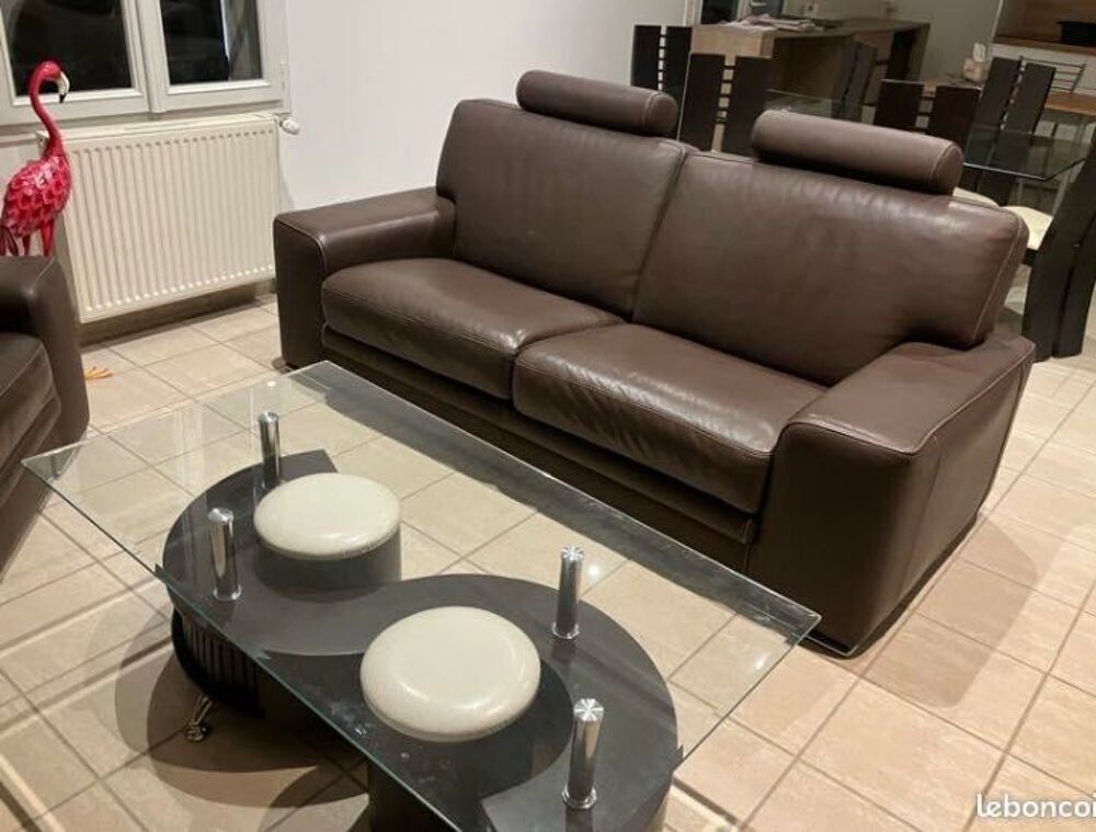 fauteuil et canap&eacute; cuir pleine fleur chocolat style contemporain Meubles