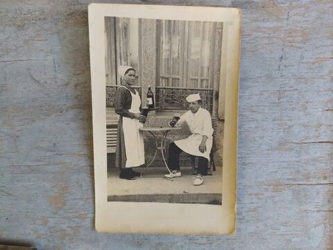 CPA PHOTO BRIGOGNAN 1920 Cuisinier Serveuse Commerce 0 Brignogan-Plage (29)