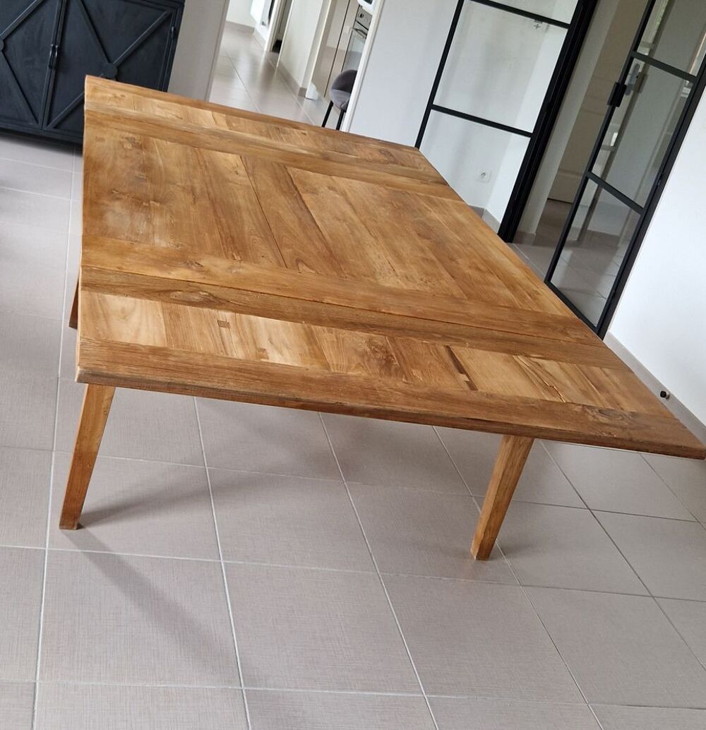 Table de salle &agrave; manger en teck massif 140X140 cm &amp; 240X140 Meubles
