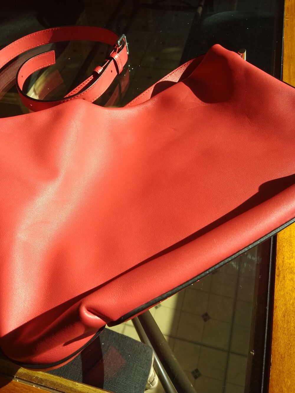 SAC CUIR ROUGE NEUF marque LIPAULT Maroquinerie